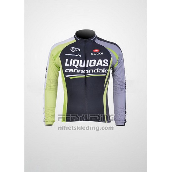 2011 Fietskleding Liquigas Cannondale Zwart en Groen Lange Mouwen en Koersbroek
